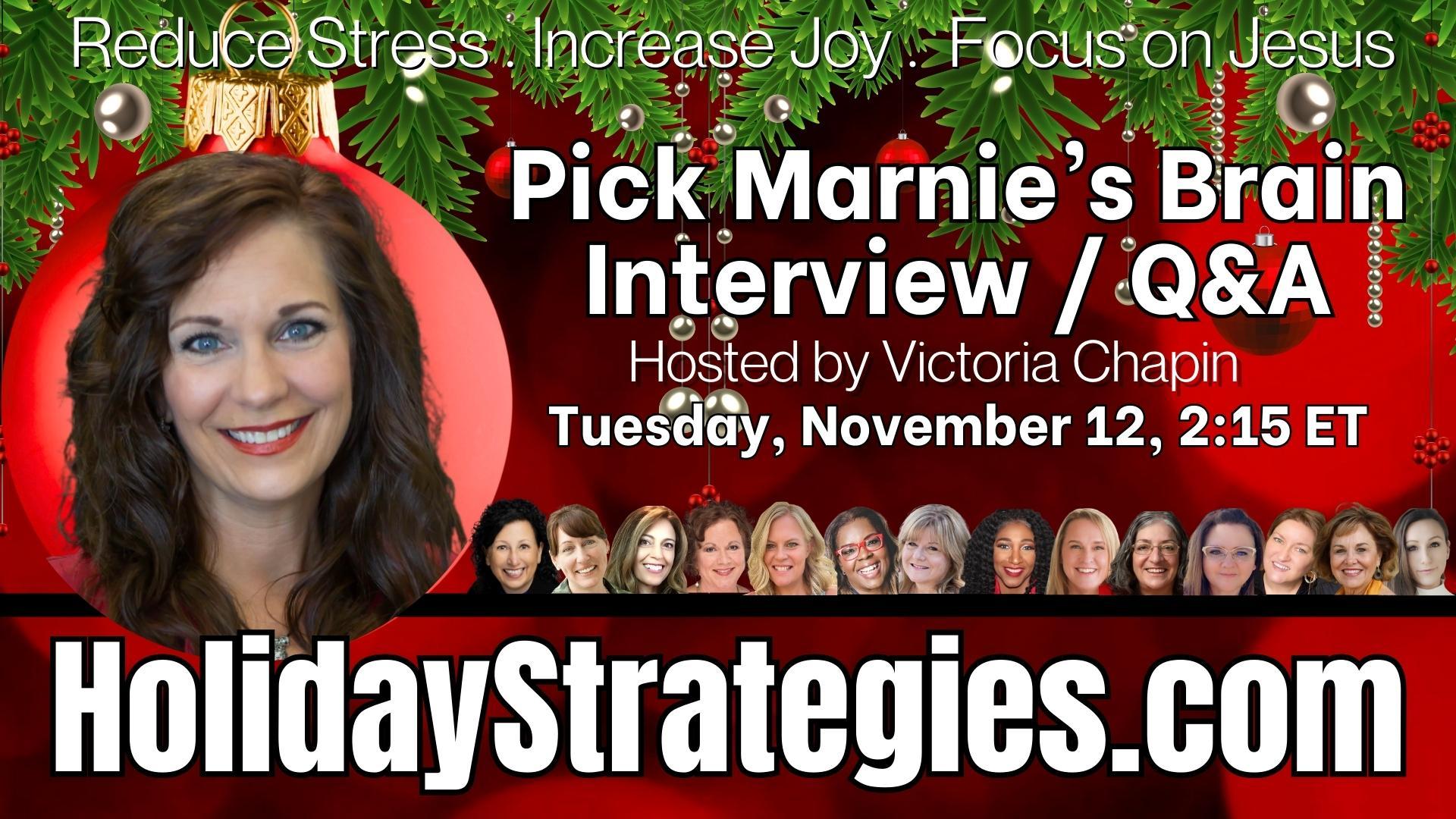 Pick Marnie's Brain Interview/Q&A hosted by Victoria Chapin