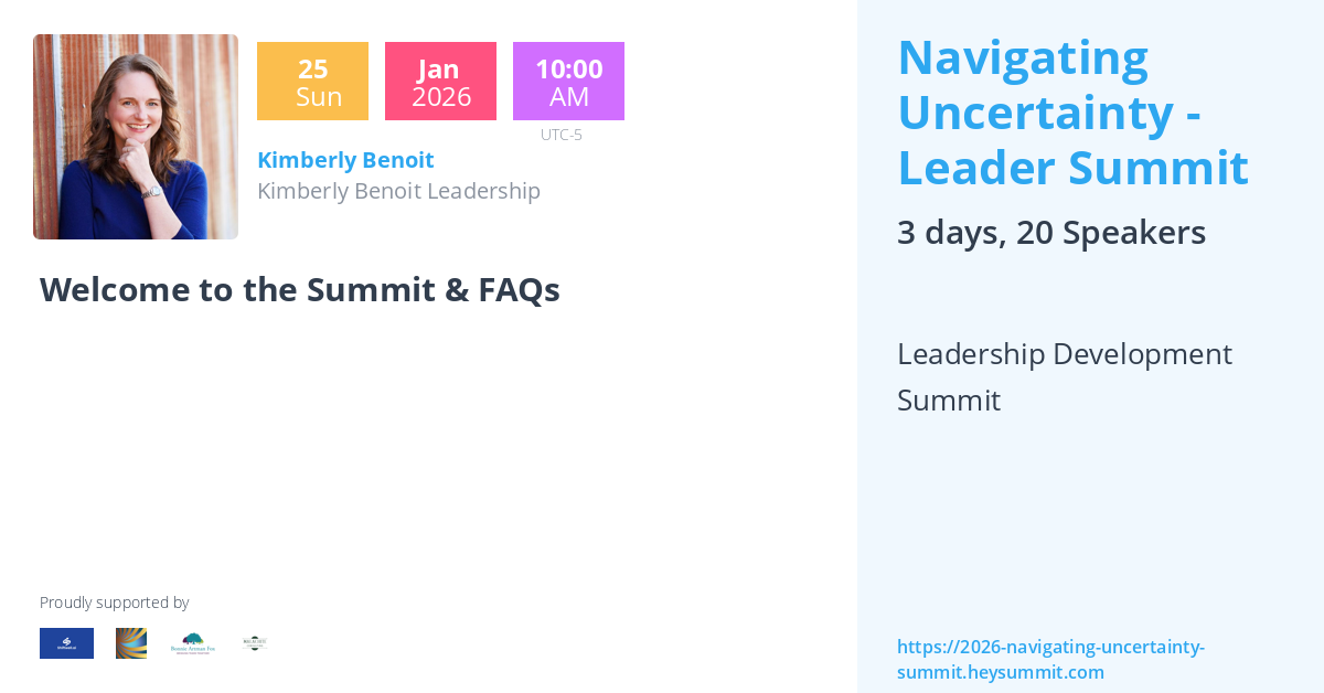 Welcome to the Summit & FAQs