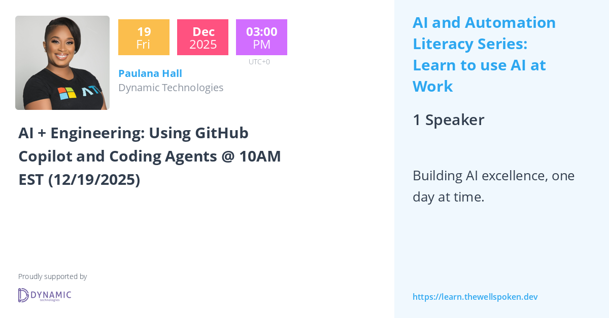 AI + Engineering: Using GitHub Copilot and Coding Agents @ 10AM EST (12 ...