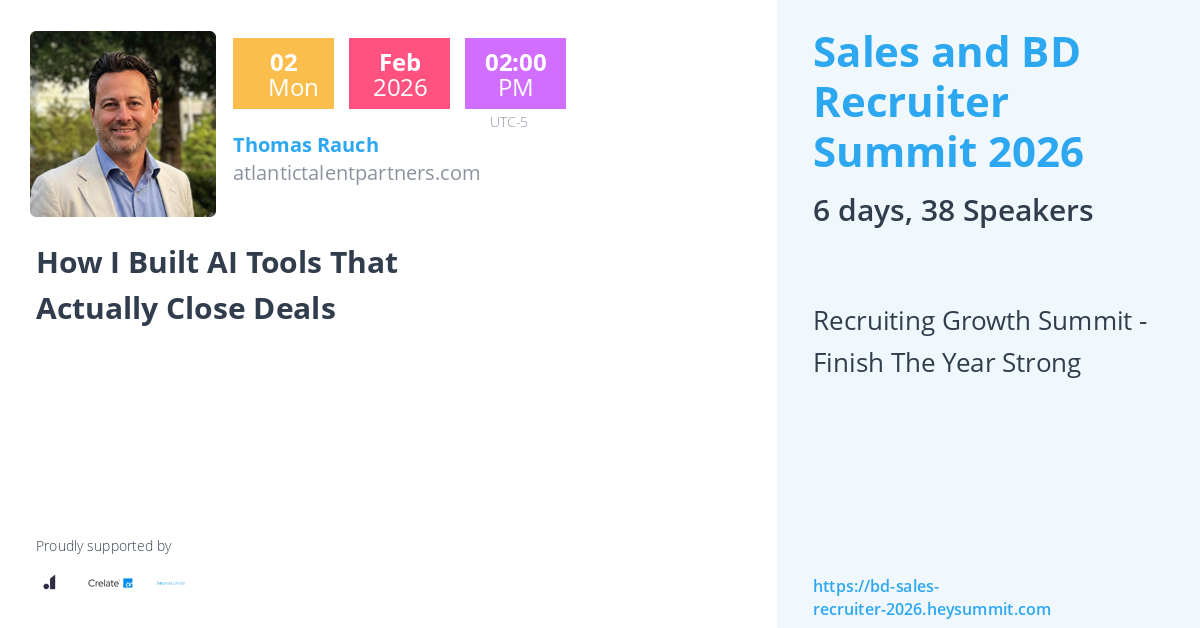 Thomas Rauch - Sales and BD Recruiter Summit 2026