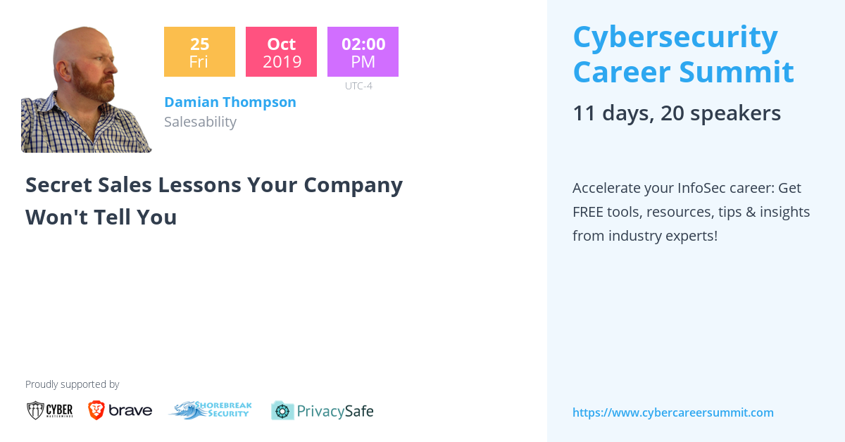Damian Thompson - Cybersecurity Career Summit