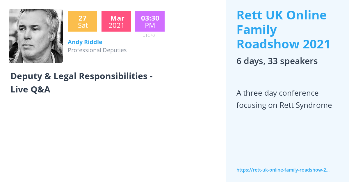 Andy Riddle - Rett UK Online Family Roadshow 2021