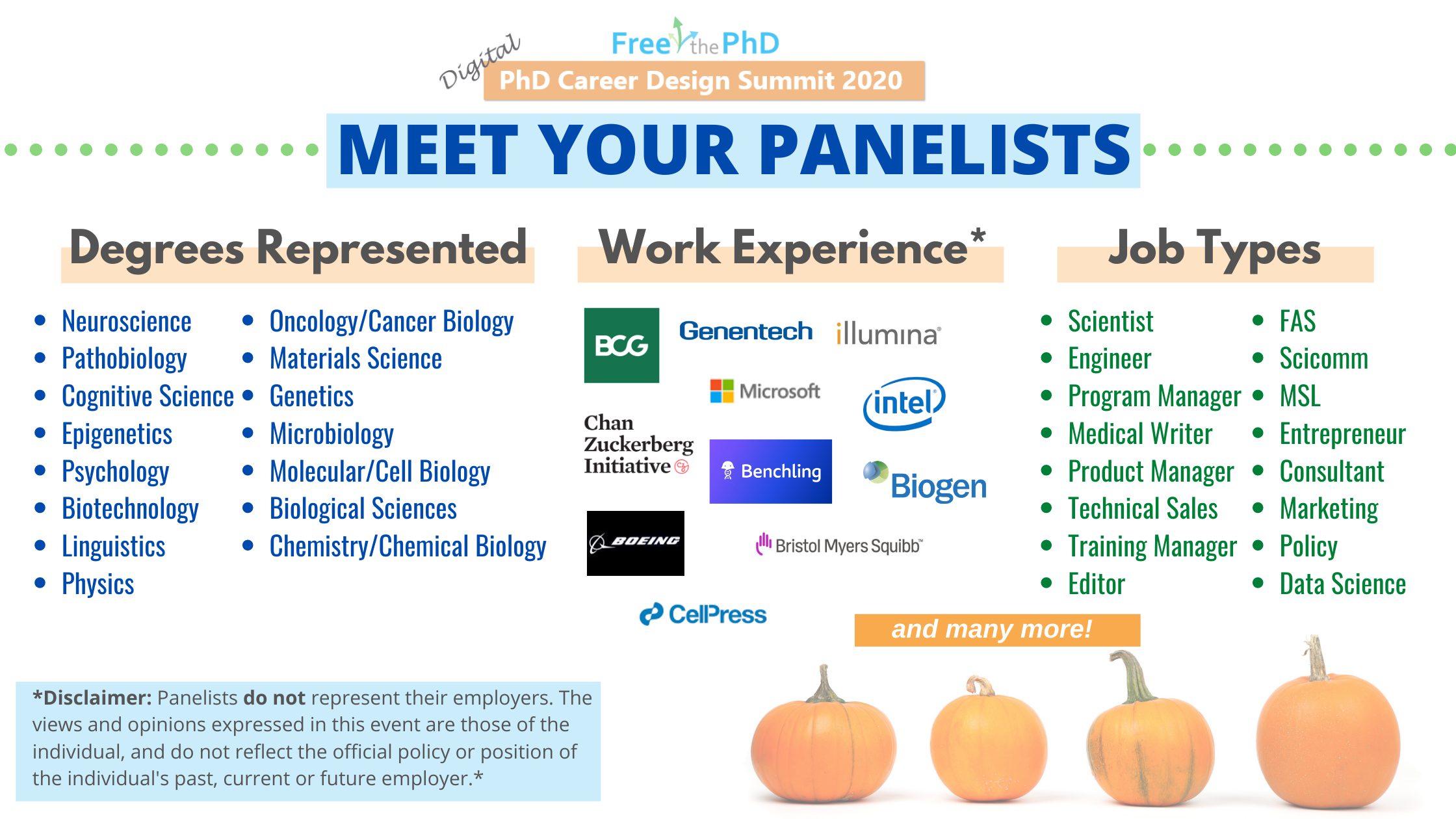 Free the PhD Career Design Panelists Job Titles Work Experience